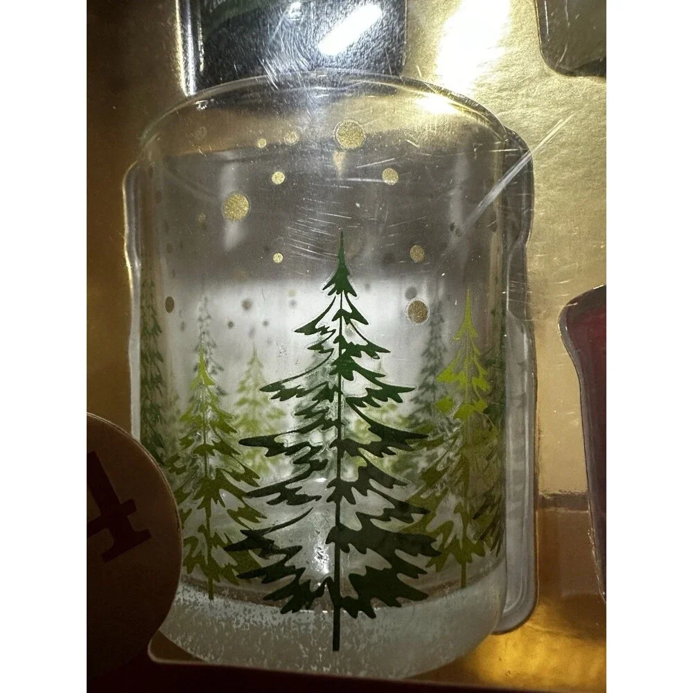 Yankee Candle Holiday Sampler Glass Votive Holder  Balsam, Cookies, Cinnamon NIB